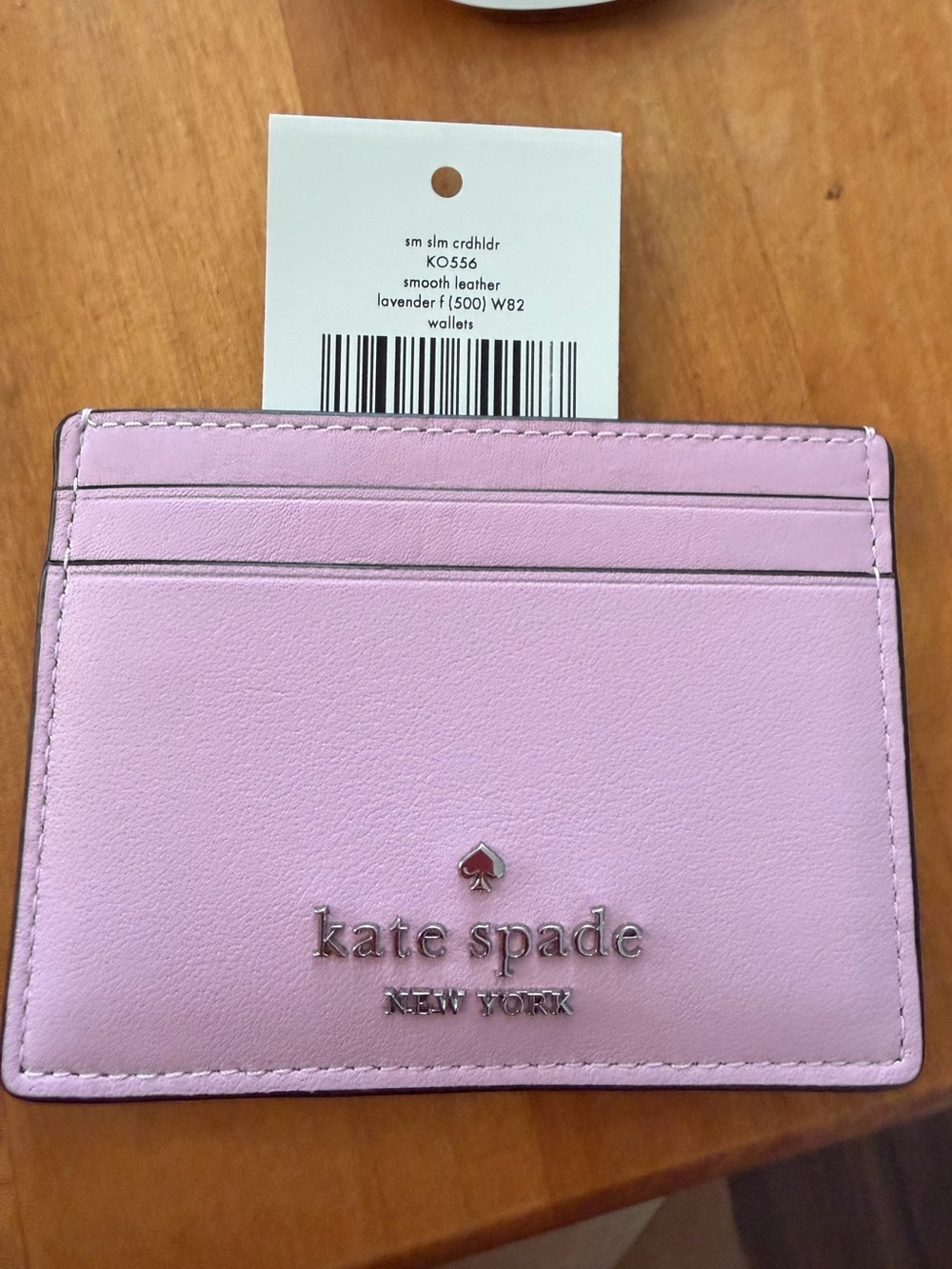 kate spade purple  Leather Card Holder with Embossed Logo - Picture 4 of 4
